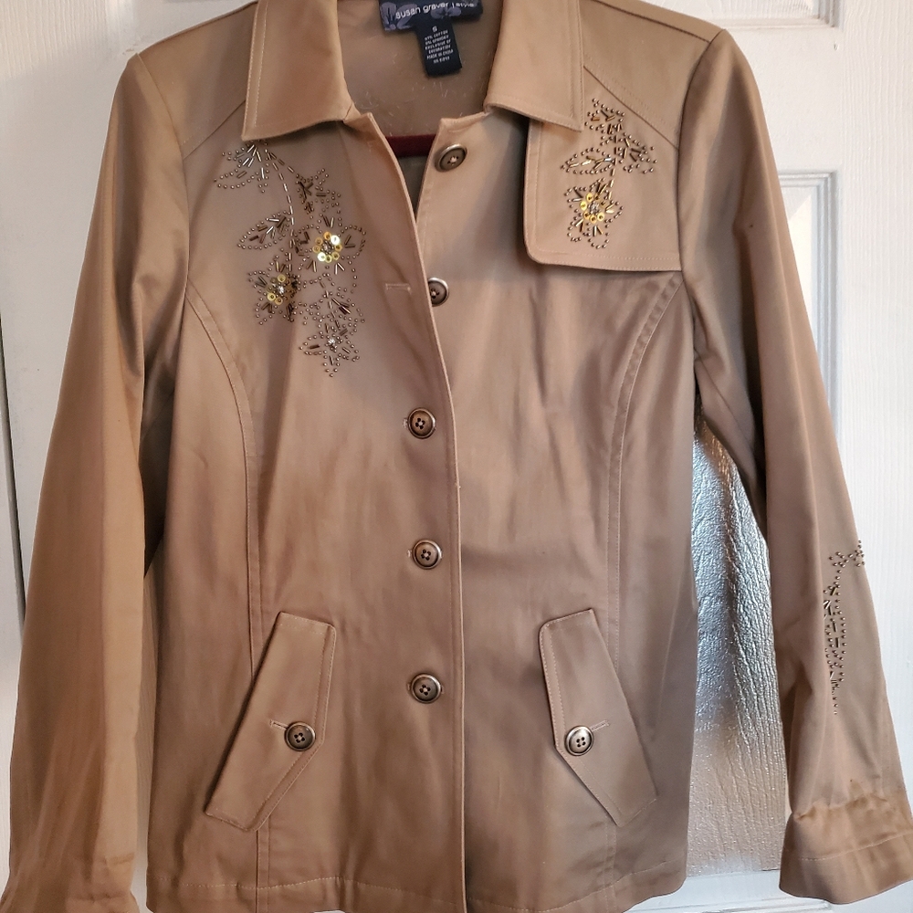 Susan Graver Tan Ladies Jacket S Sm